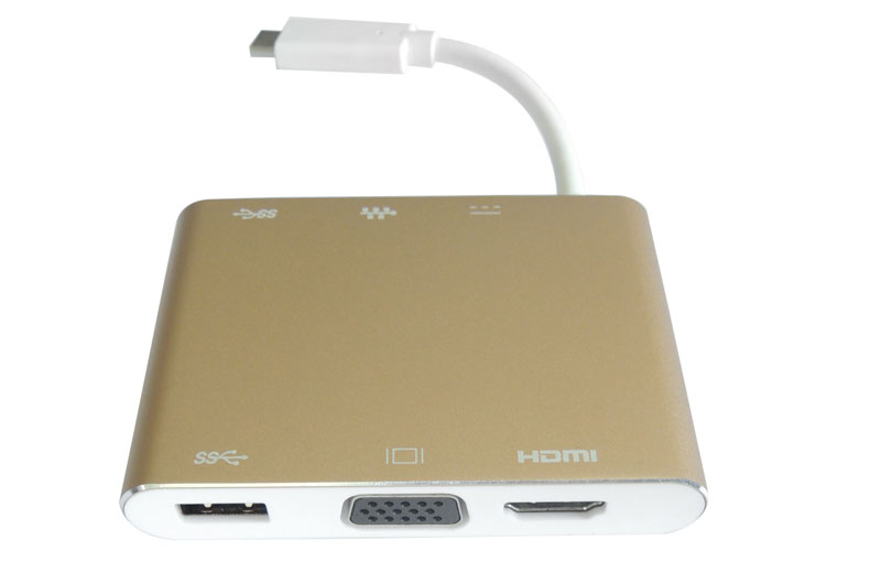 USB C-HDMI VGA U3*2 C(PD) RJ45转接线